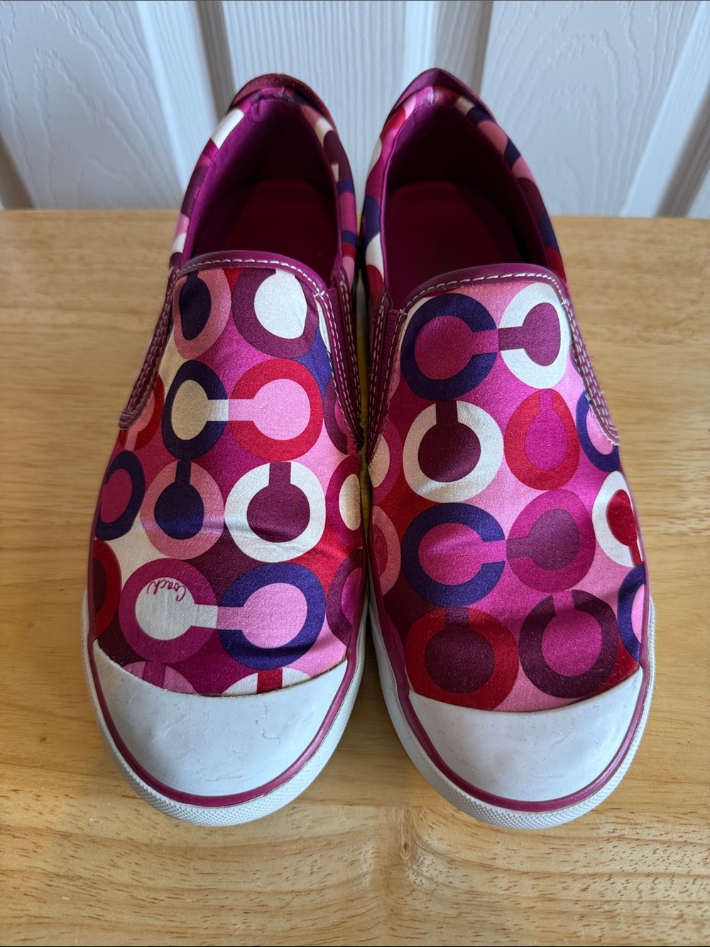 Coach Patterned Slip-On Sneakers in Pink and Magenta